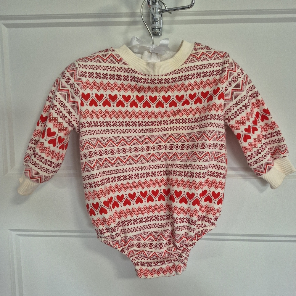Old Navy Red and White Patterned Kids Bodysuit